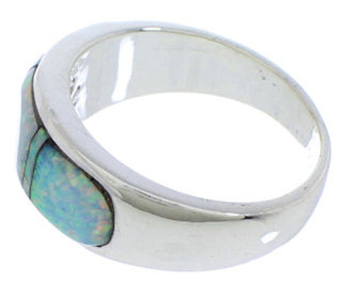 Opal Inlay Genuine Sterling Silver Ring Size 6-3/4 EX50605